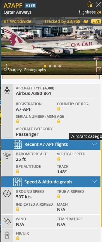 un aereo della Qatar Airways sta  sorvolato lo spazio aereo dell’Iran nonostante l’esistenza di una no‑fly zone,
