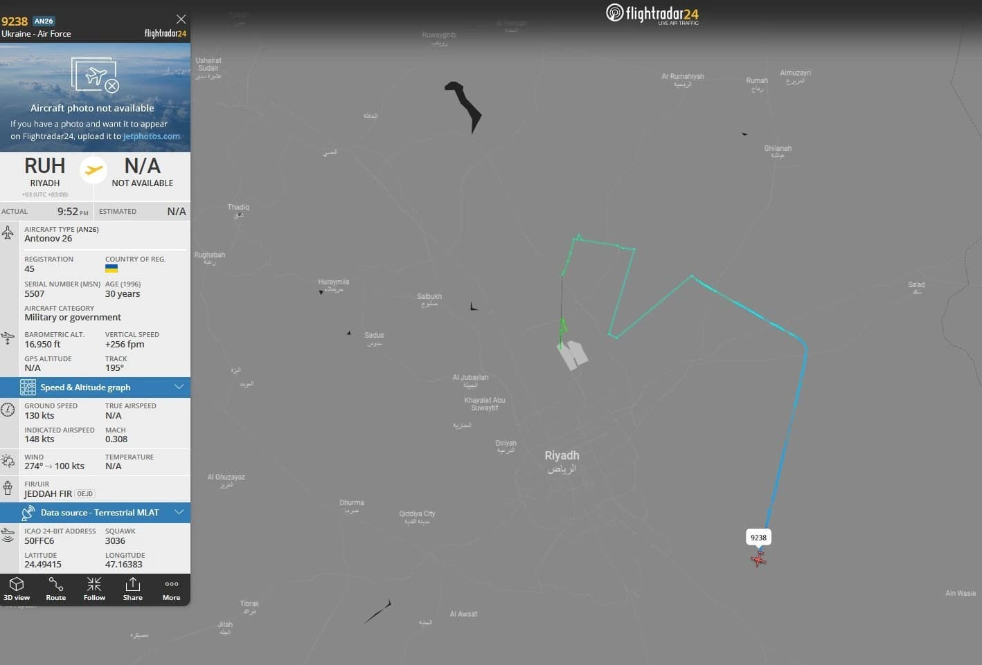 Intense US air activity recorded in the Persian Gulf region.