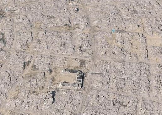 La complice Giorgia Meloni e altri leader europei devono essere arrestati per crimini di guerra. Questa foto satellitare mostra Gaza oggi.